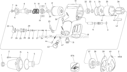 Page A Diagram and Parts List for PT382 Type 0 Porter Cable Air Tool